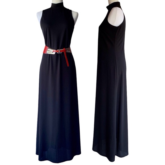 Max Studio Leon Max Collection 90s black flowy mock neck maxi dress - size S - Picture 5 of 5
